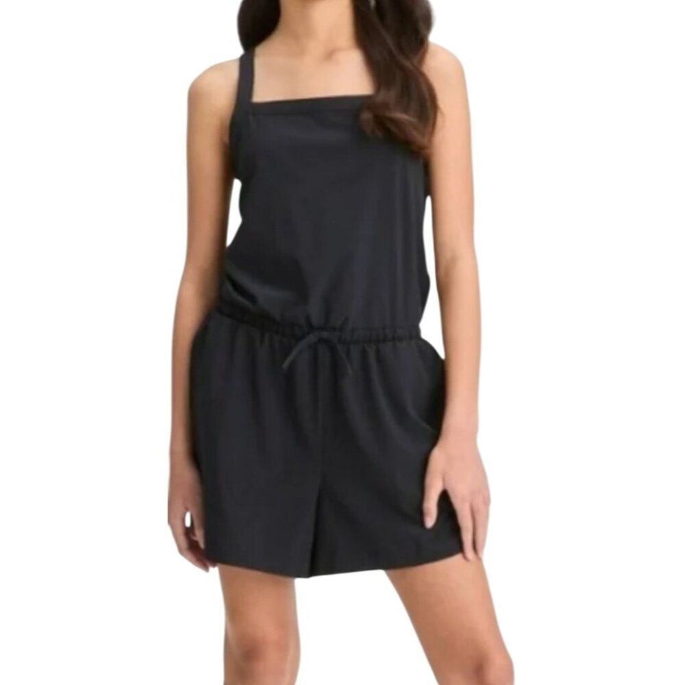 Target Girls Black Sleeveless Romper YXL Elastic Waist Criss-Cross Back Sporty